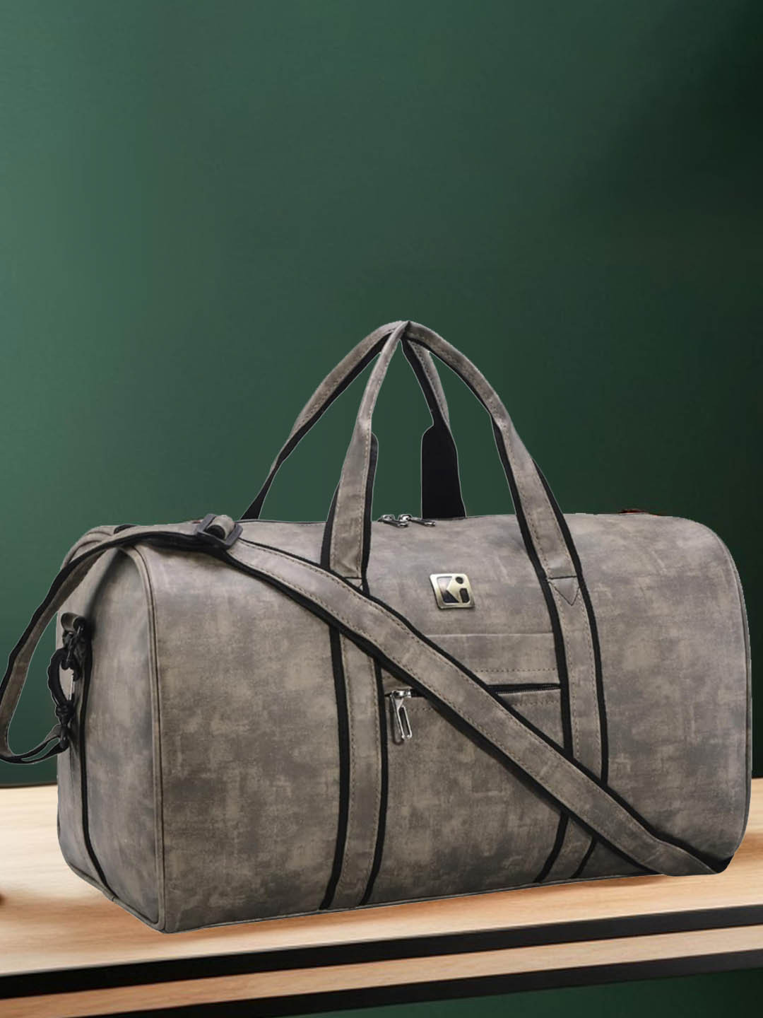 Kuber Industries Medium Premium Leather Travel Luggage Duffle Bag Casual with Handle Brown