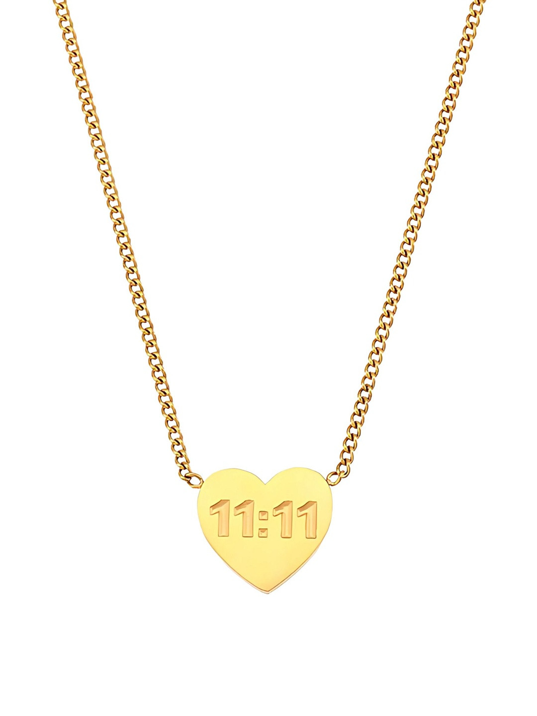 Jewelaa Gold-Plated Heart Shaped 11:11 Pendant With Chain