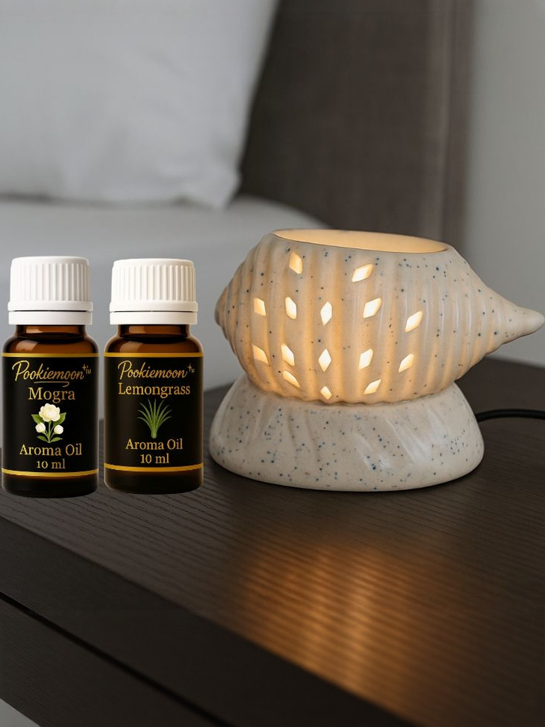 Pookiemoon Shank 10ml Each Ceramic Electric Aroma Diffuser with Mogra & Orange
