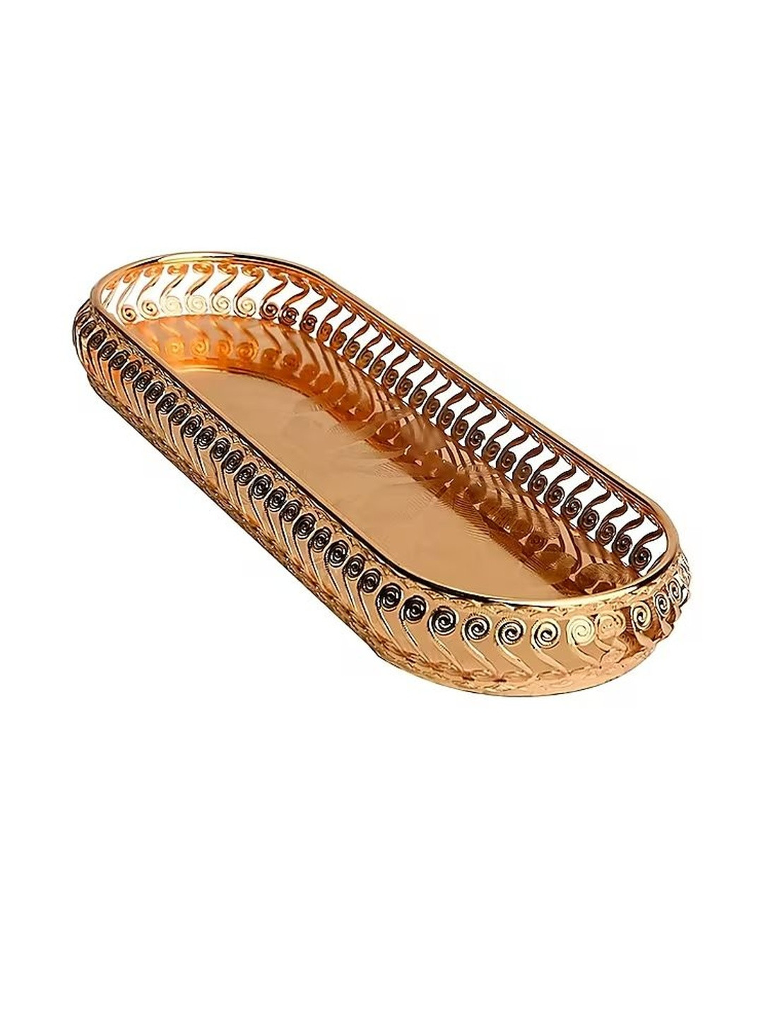 HOME DECOR BY ADITI Golden Metal Decorative Tray
