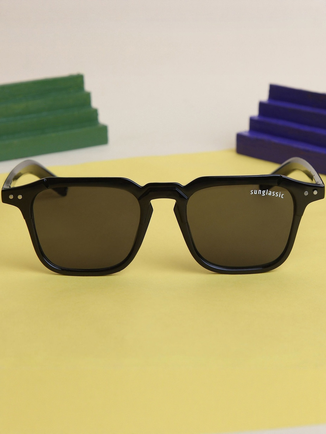 Arzonai Unisex Full Rim UV Protected Square Sunglass MA-733-BLACK-BLACK-U