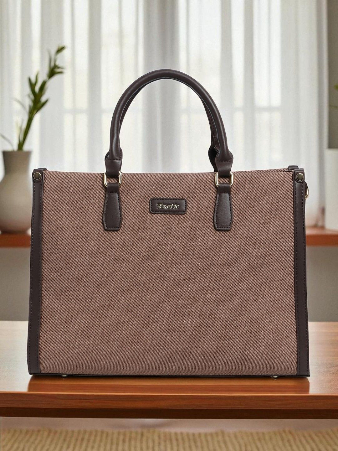 Exotic Textured Synthetic Leather Laptop Compartment Large Structured Handheld Bag