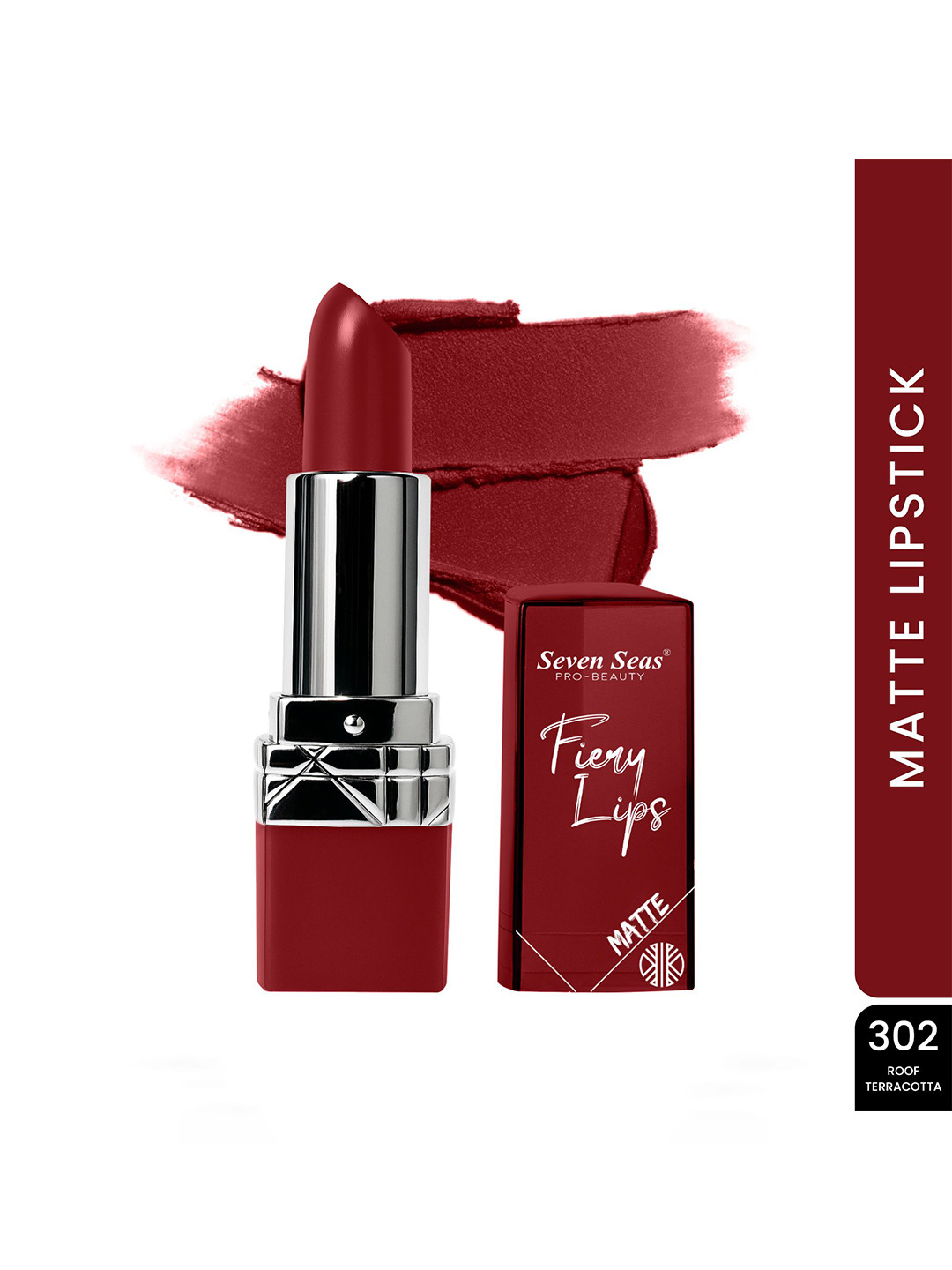 Seven Seas Fiery Lips Matte Lipstick - 3.5 g - Roof Terracotta-302