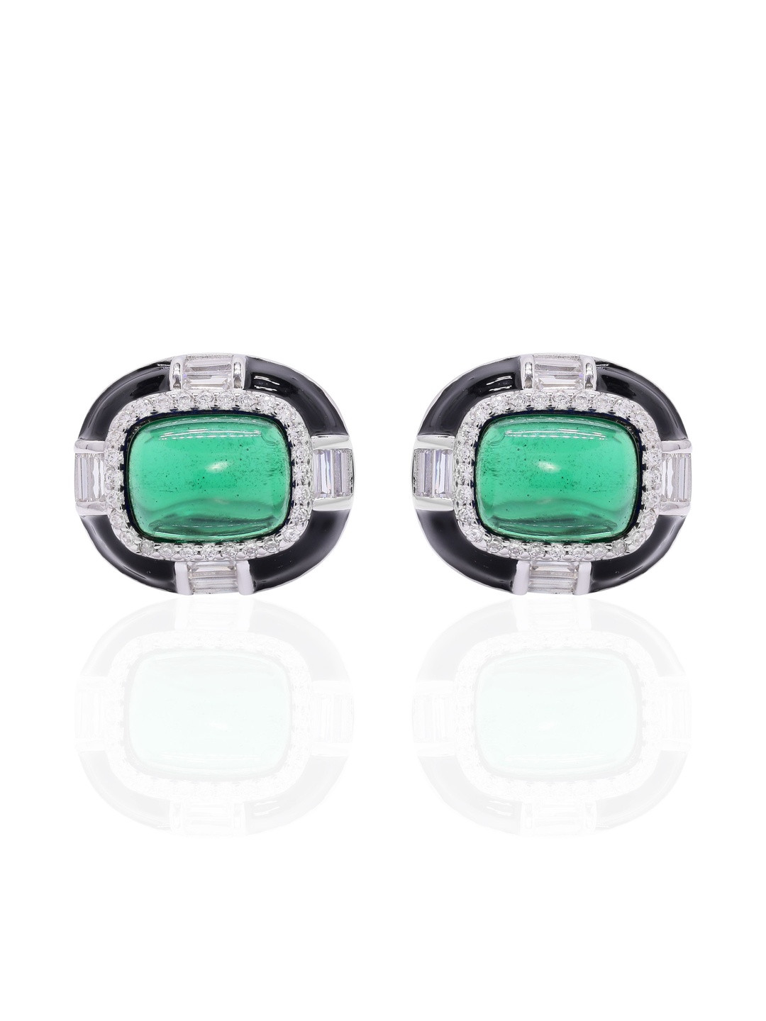 Twenty One Jewels Oval Studs Earrings