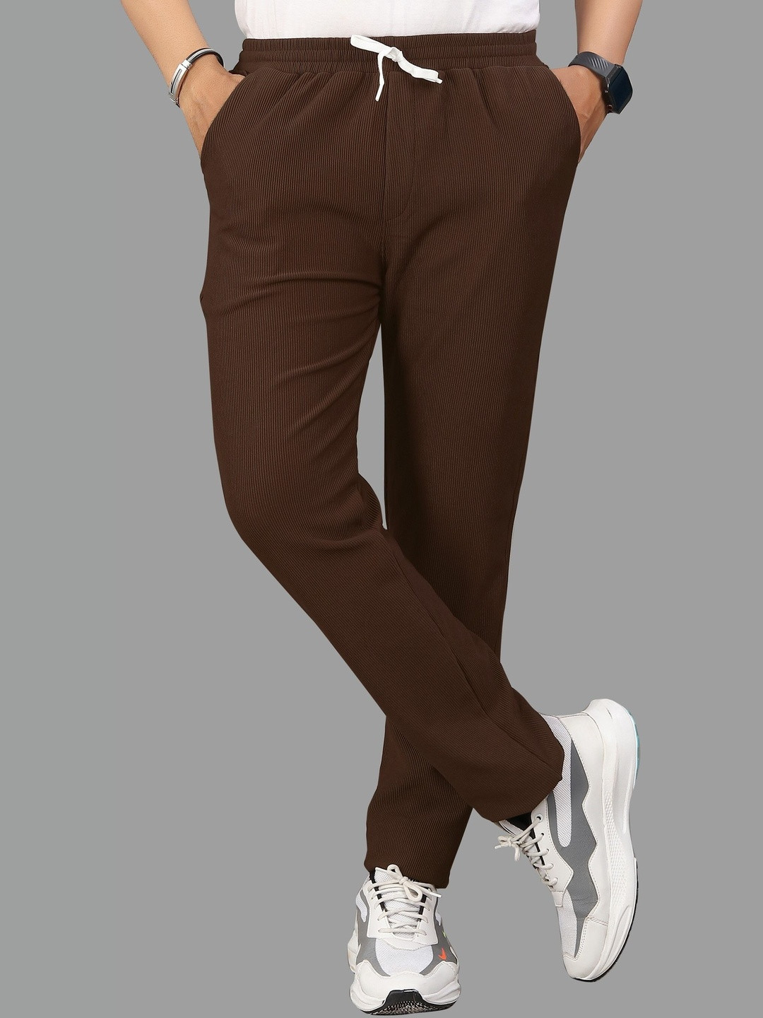 COMBRAIDED Men Straight Leg Loose Fit Corduroy Trousers