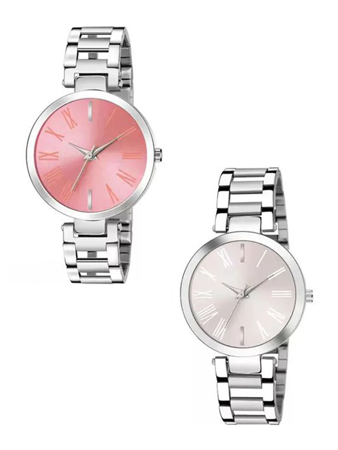 FROZIL Women Dial & Straps Analogue Watch Mereble-Pink-Silver