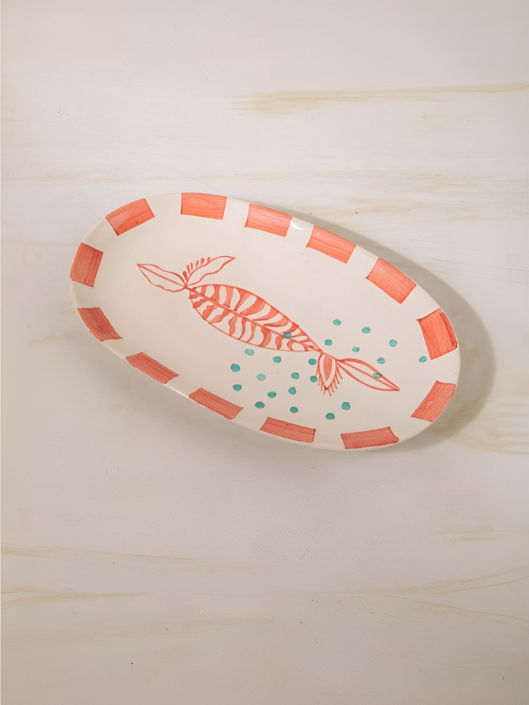 FREEDOM TREE White & Red Ceramic Dishwasher and Microwave Safe Food Platter