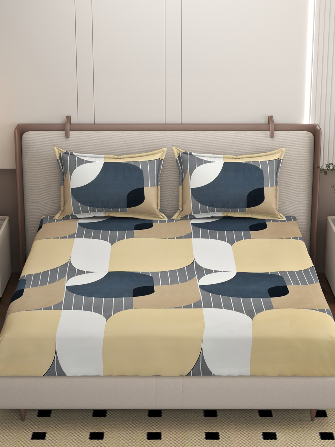 Homio  Savannah Blue Floral 250 TC Fitted King Bedsheet Set