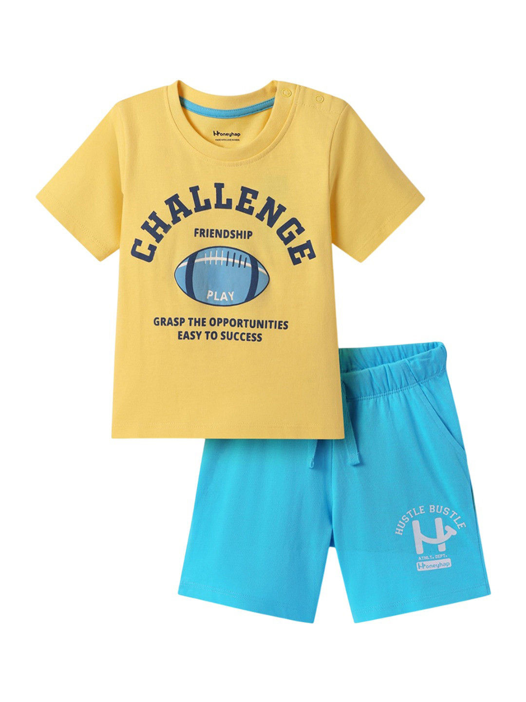 Honeyhap Boys Graphic Printed Round Neck Drawstring Night suit