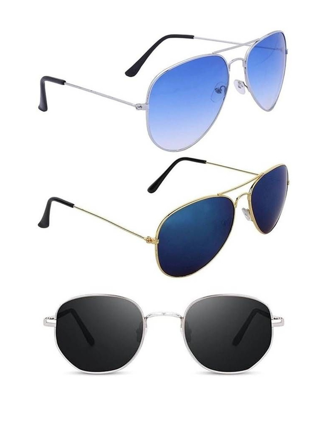 Arzonai Unisex Pack Of 3 Aviator Sunglasses With UV Protected Lens