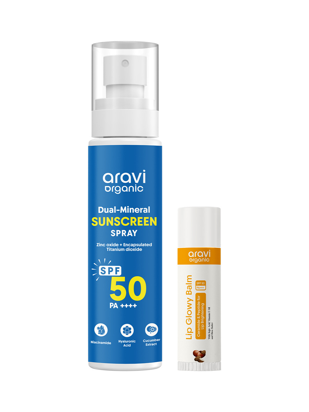 Aravi Organic Set Of 2 Dual-mineral Sunscreen Spray- 100 ml & Lip Balm- 5 g