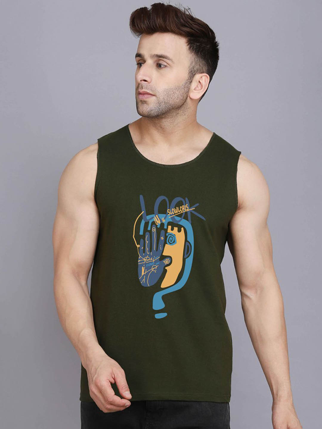 MINISTRY OF FRIENDS Men Printed Bio-Wash Cotton Gym Vest