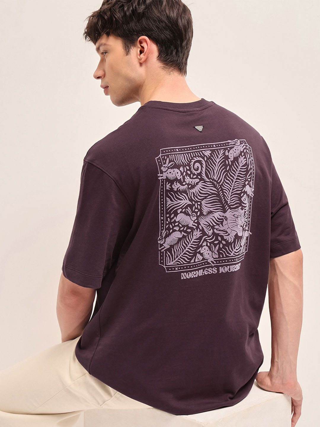 THE BEAR HOUSE Oversized Animal Printed Crew Neck Pure Cotton T-Shirt