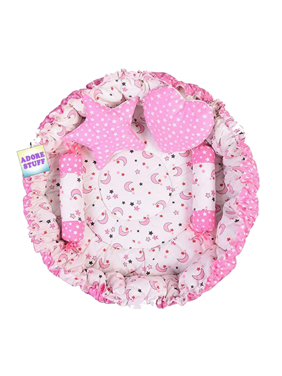 ADORE STUFF Infants Moon & Star Printed Pure Cotton Bedding Set