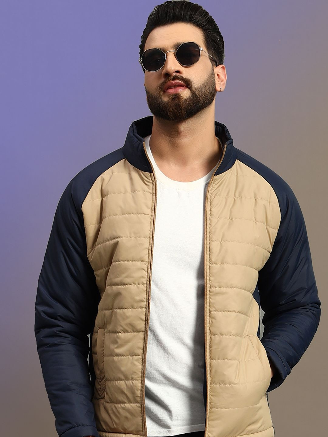 SZN Men Fawn Colourblocked Puffer Jacket