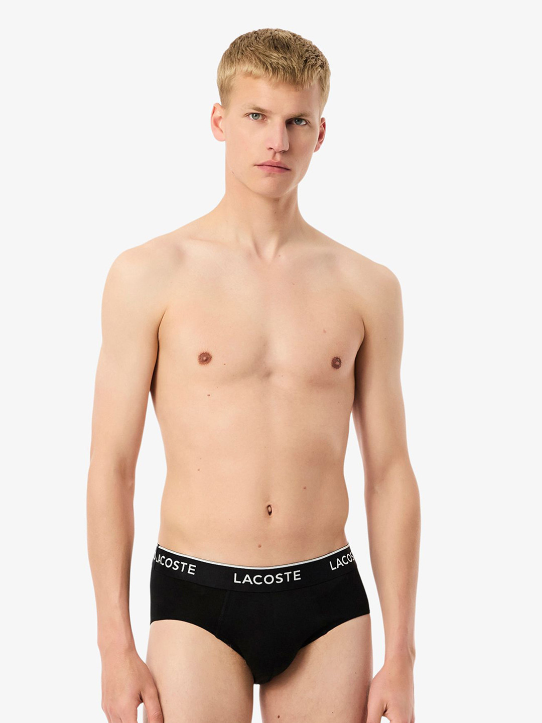 Lacoste Men Pack Of 3 Plain Cotton Basic Briefs