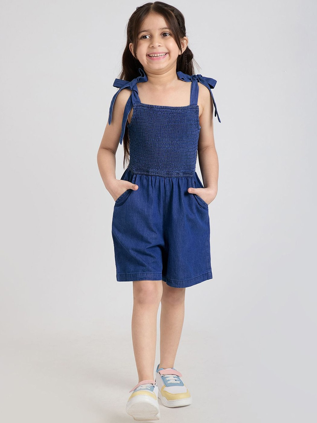 Hopscotch Girls Navy Blue Strapless Jumpsuit