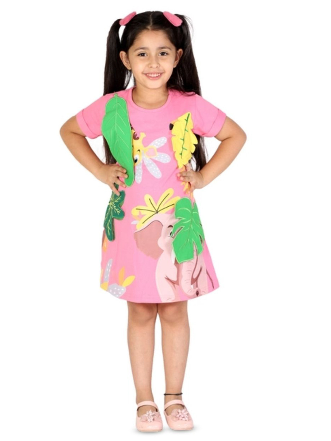 Divalicious Girls Animal Graphic Applique Print A-line Dress