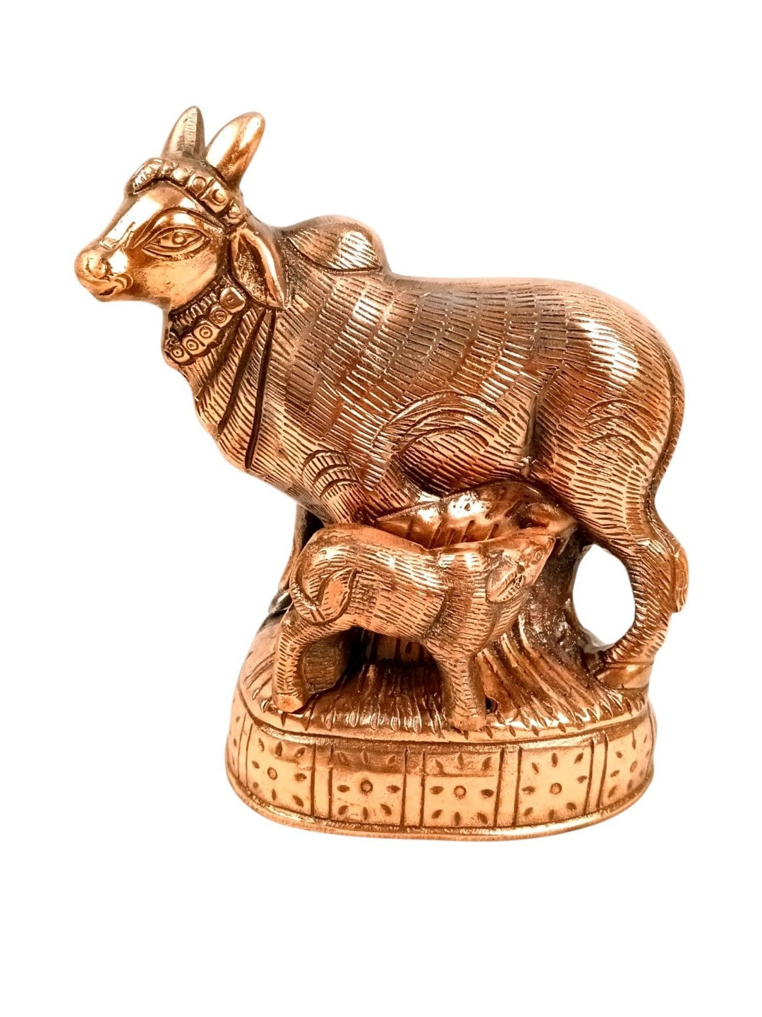 apka mart Holy Cow & Calf Idol Bronze-Toned Idol Showpiece