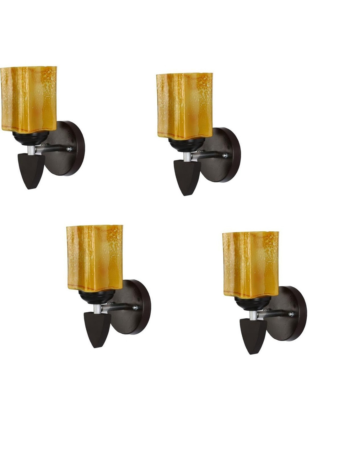 1ST TIME Pack of 4 Yellow & Black Glass Rectangle Shaped Wall Lamp