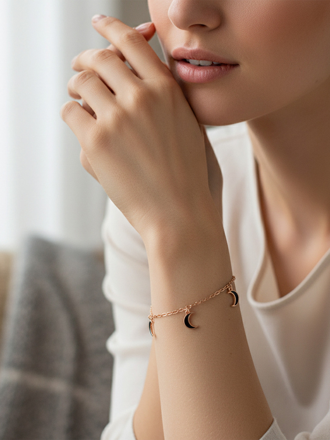 Dab 925 Sterling Silver Rose Gold-Plated Charm Bracelet