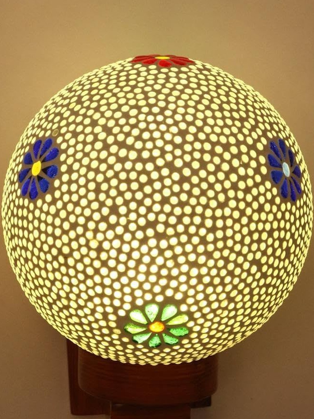 1ST TIME Pack of 2 Floral Textured Glass Spherical Shaped Wall Lamp
