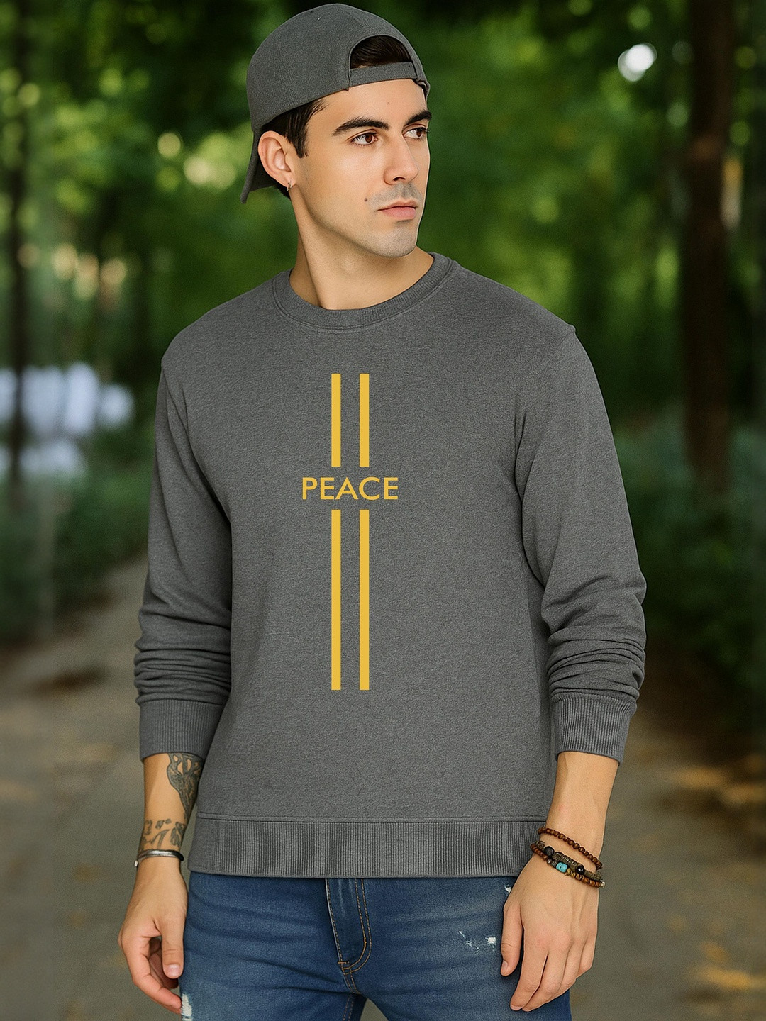 Moda Rapido Men Metallic Graphic Printed Sweatshirts