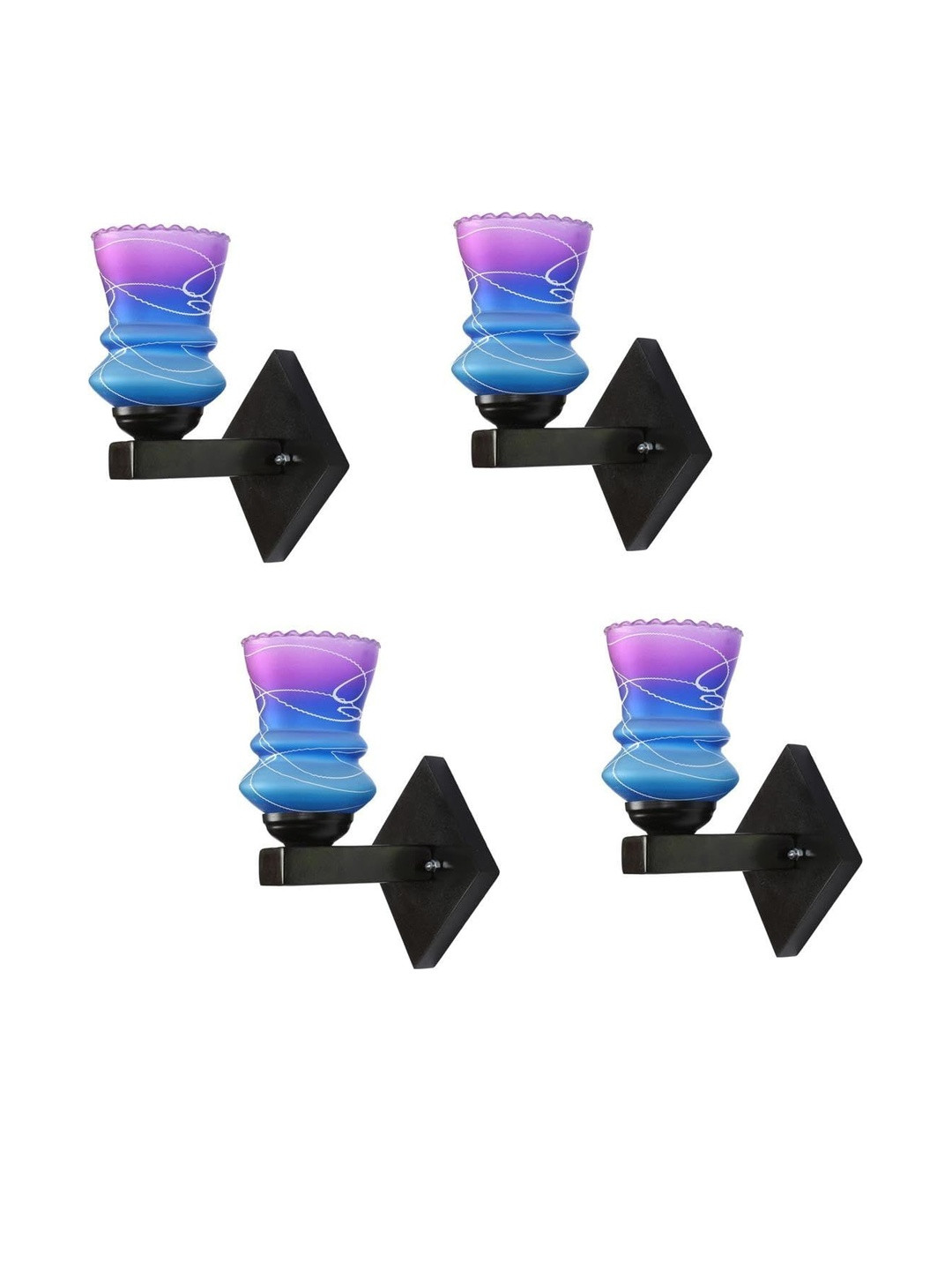 1ST TIME Set Of 4 Pink & Blue Glass Wall Lamp