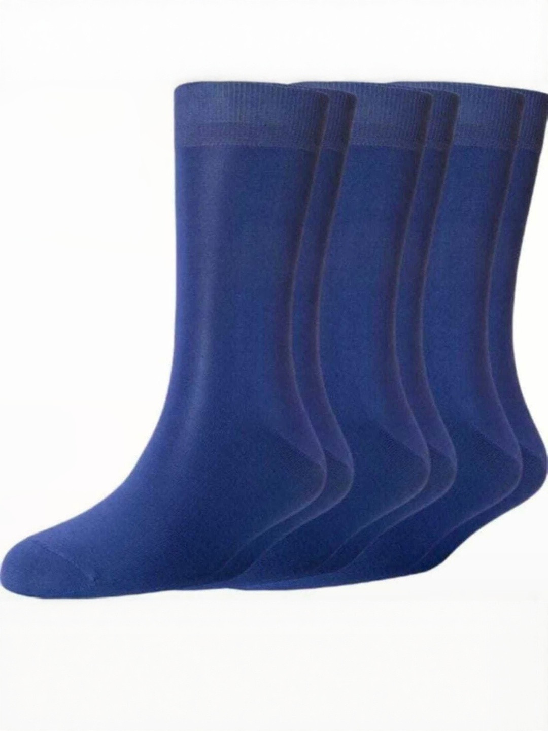 Akeeta Unisex Pack of 3 Navy Blue Solid Cotton Plain Full Length Socks