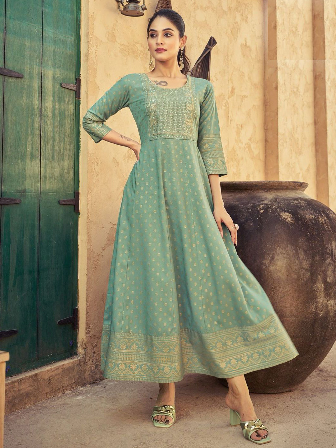 The Realm Women Embroidered Anarkali Kurti