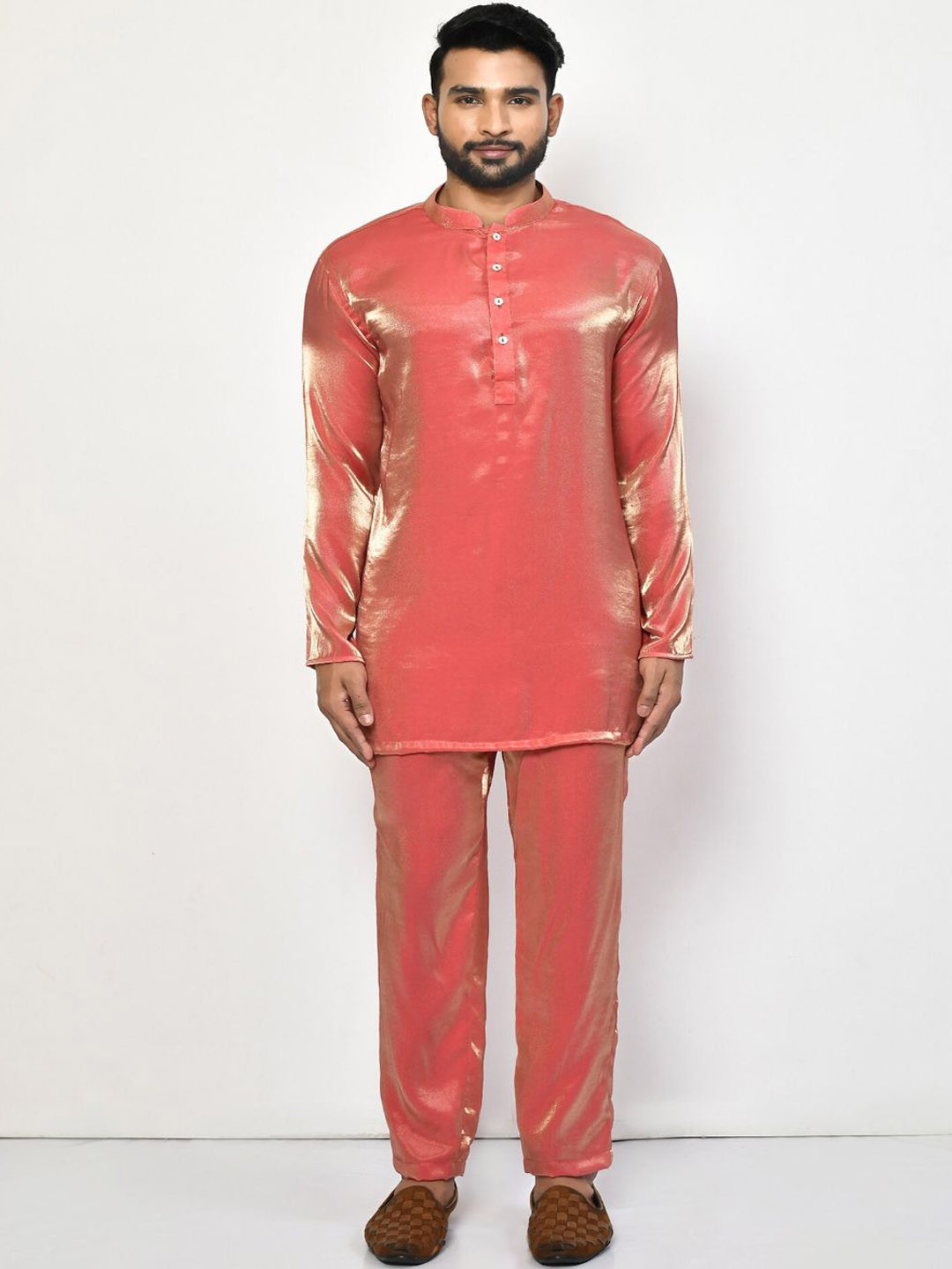 Simaaya Men Solid Short Kurta with Pyjamas Set
