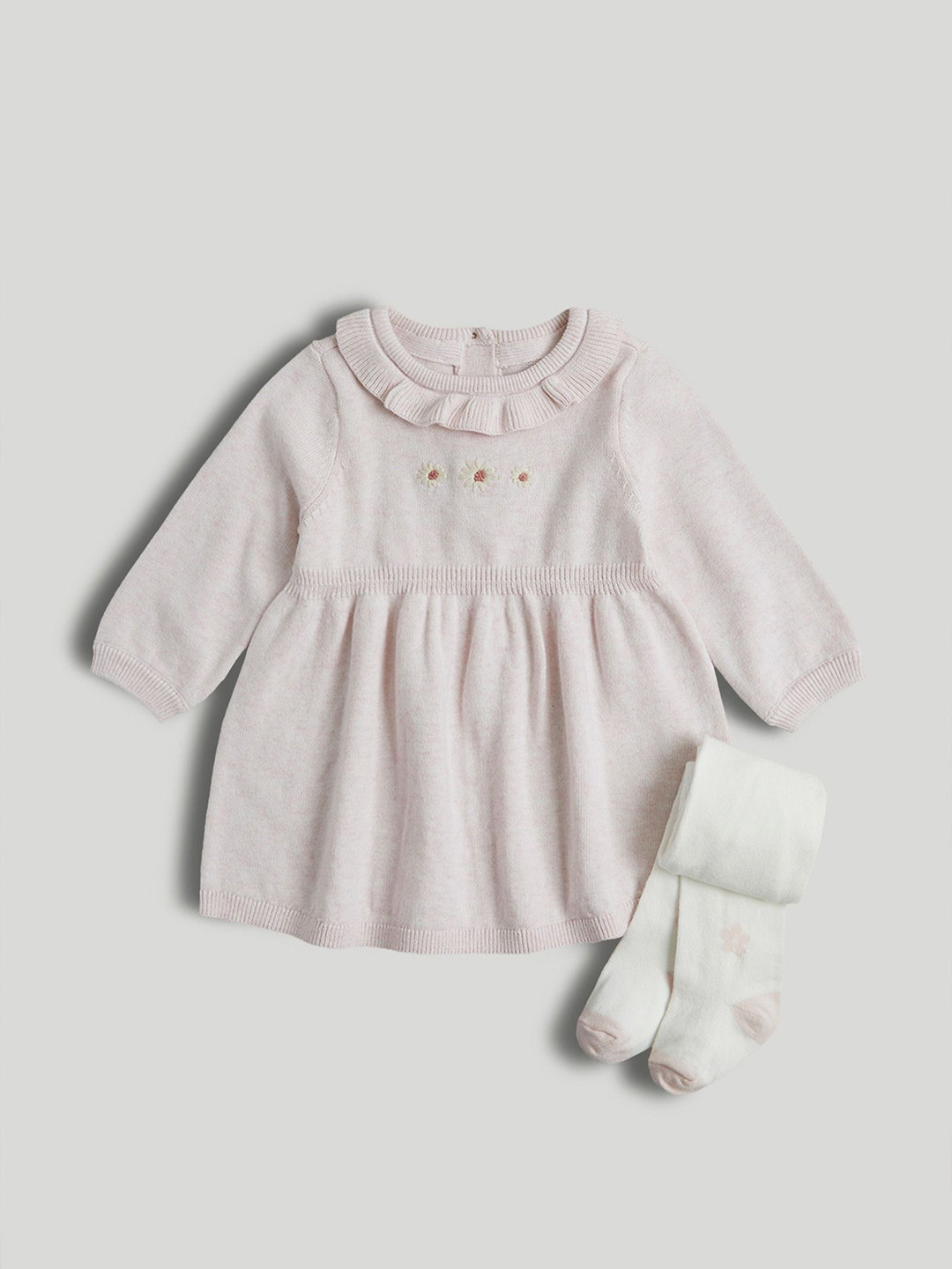 mothercare Floral Embroidered Ruffled Fit & Flare Dress