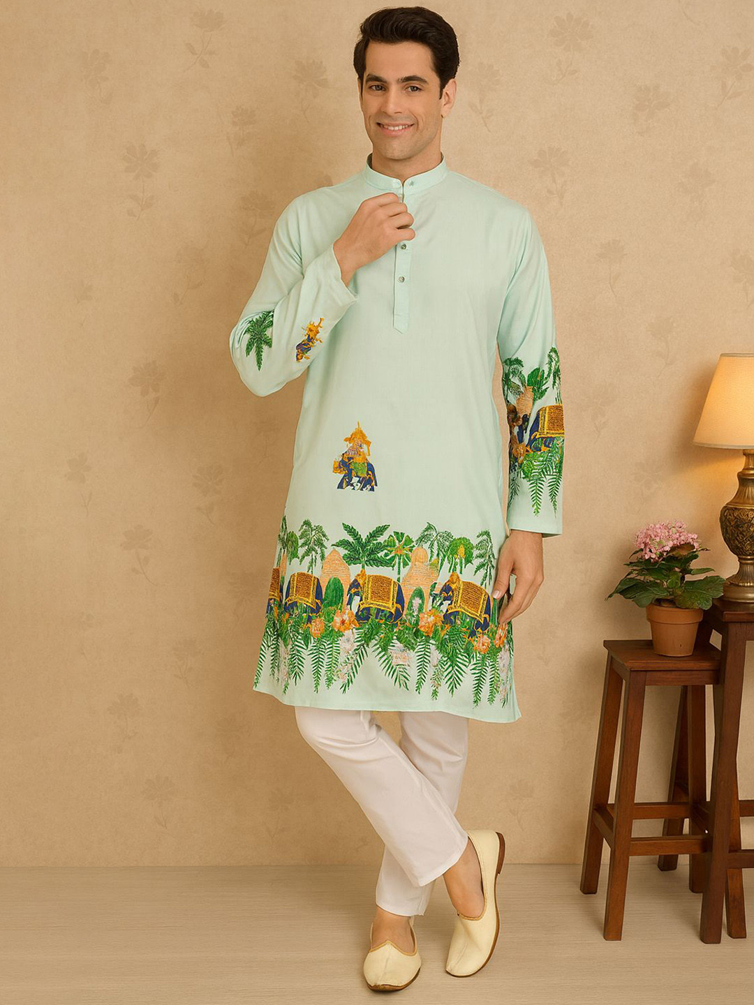 SHAHI ACHKAN Men Ethnic Motifs Printed Kurta with Trousers