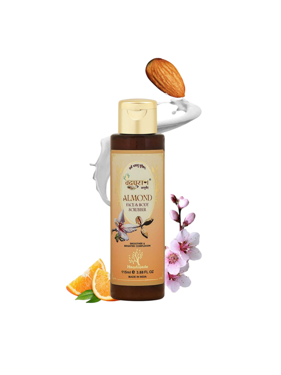 VEDPURAN Almond Face & Body Scrubber With Rose Water - 115 ml