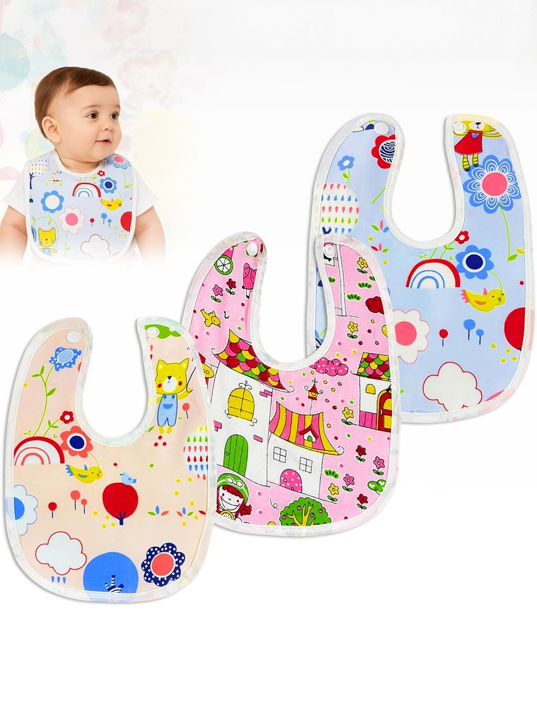 DESNUDA Baby Pack of 3  Waterproof Washable Bibs