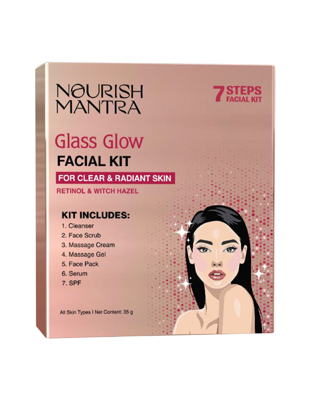 Nourish Mantra Glass Glow Facial Kit With Retinol & Witch Hazel- 35 g