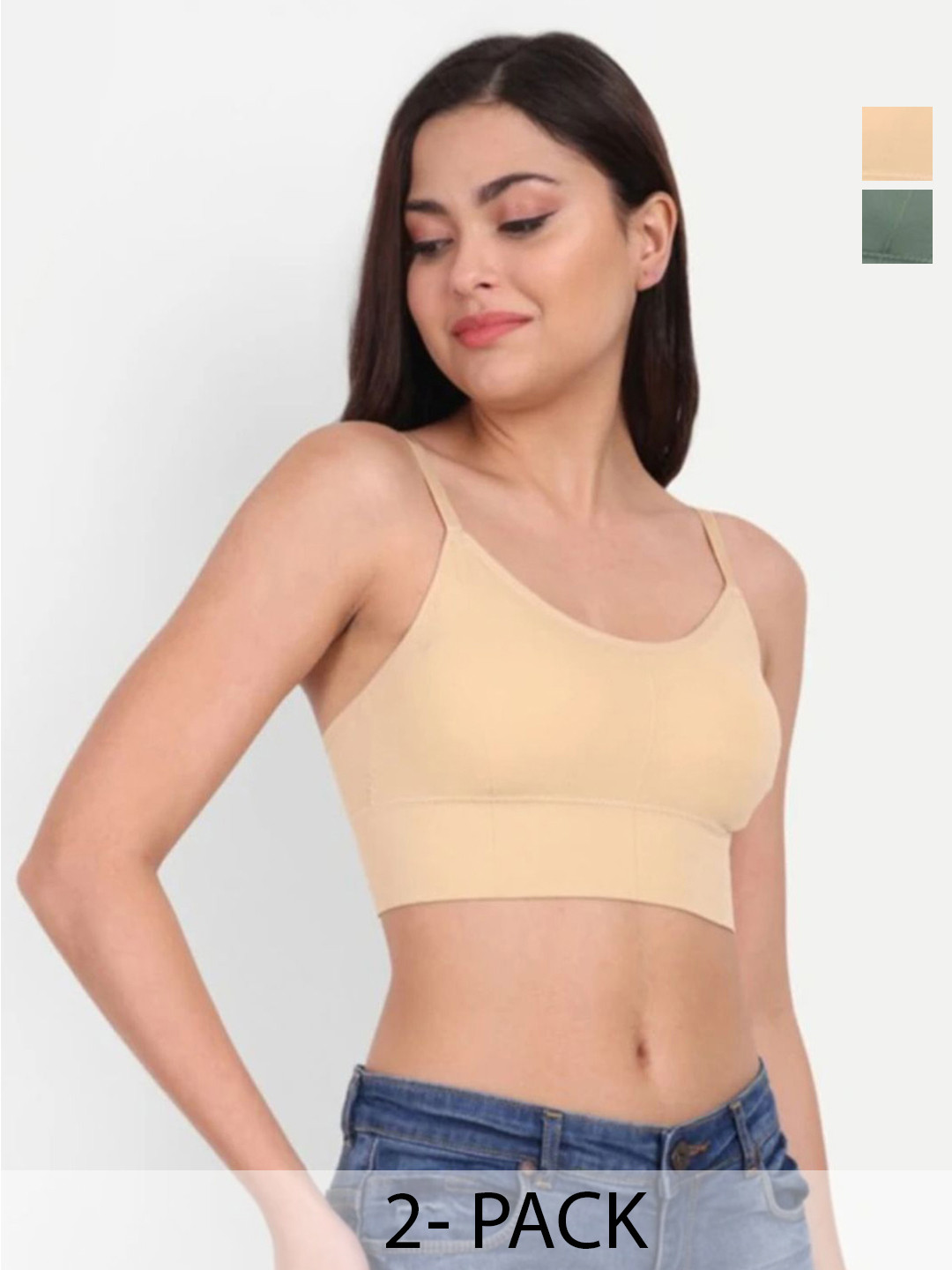 JUGNU TEXTILES Pack of 2 Full Coverage Lightly Padded Moisture Wicking Cotton Everyday Bra