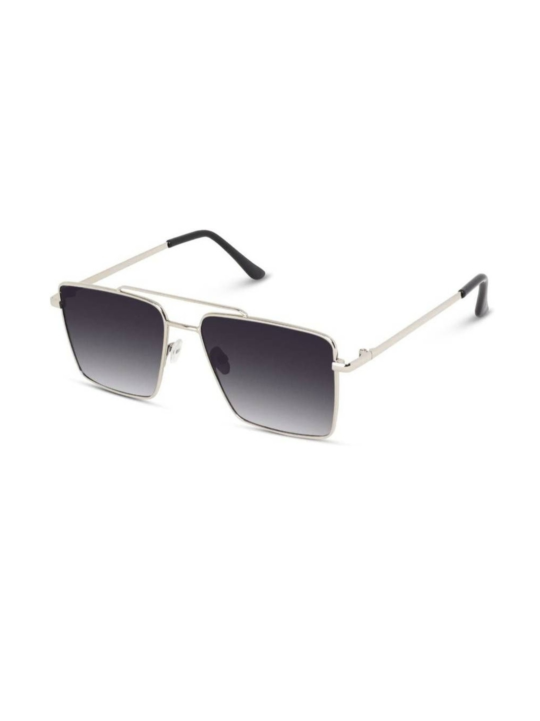 Arzonai Unisex Black Lens & Silver-Toned Frame Square Sunglasses