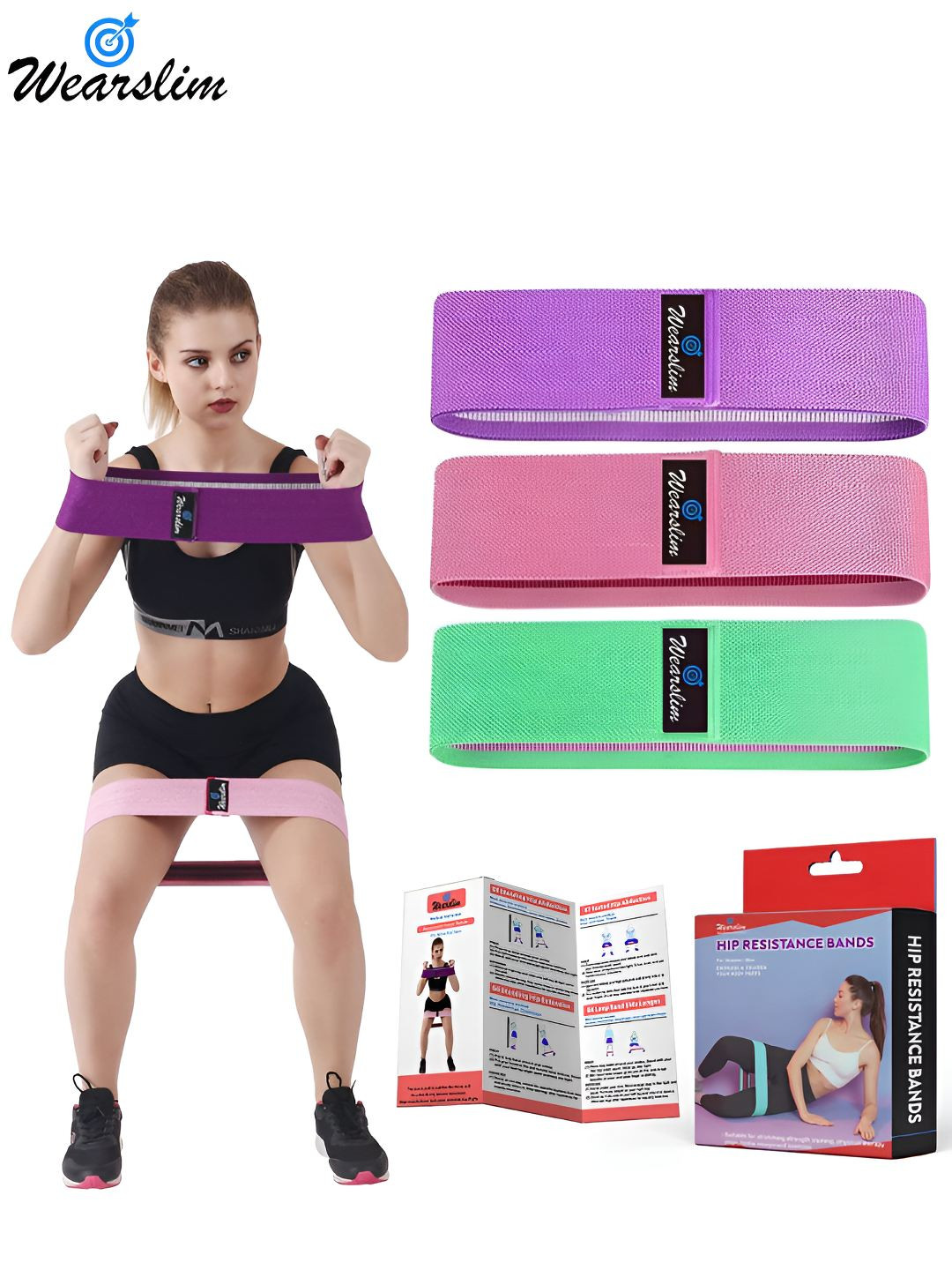 Wearslim Set Of 3 Durable Hip Circle Resistance Band