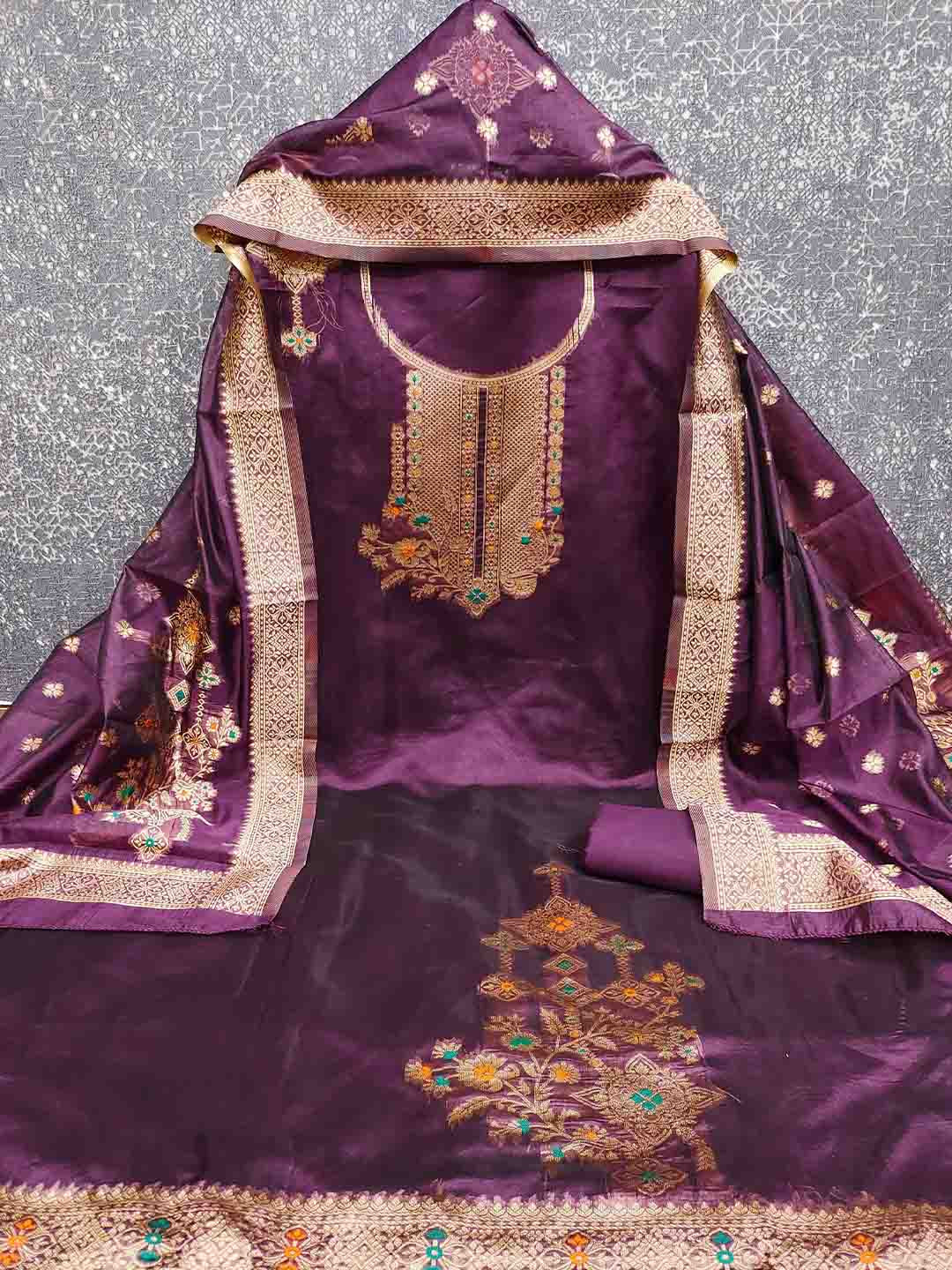 Maroosh Woven Design Organza Jacquard Fancy Border Unstitched Dress Material