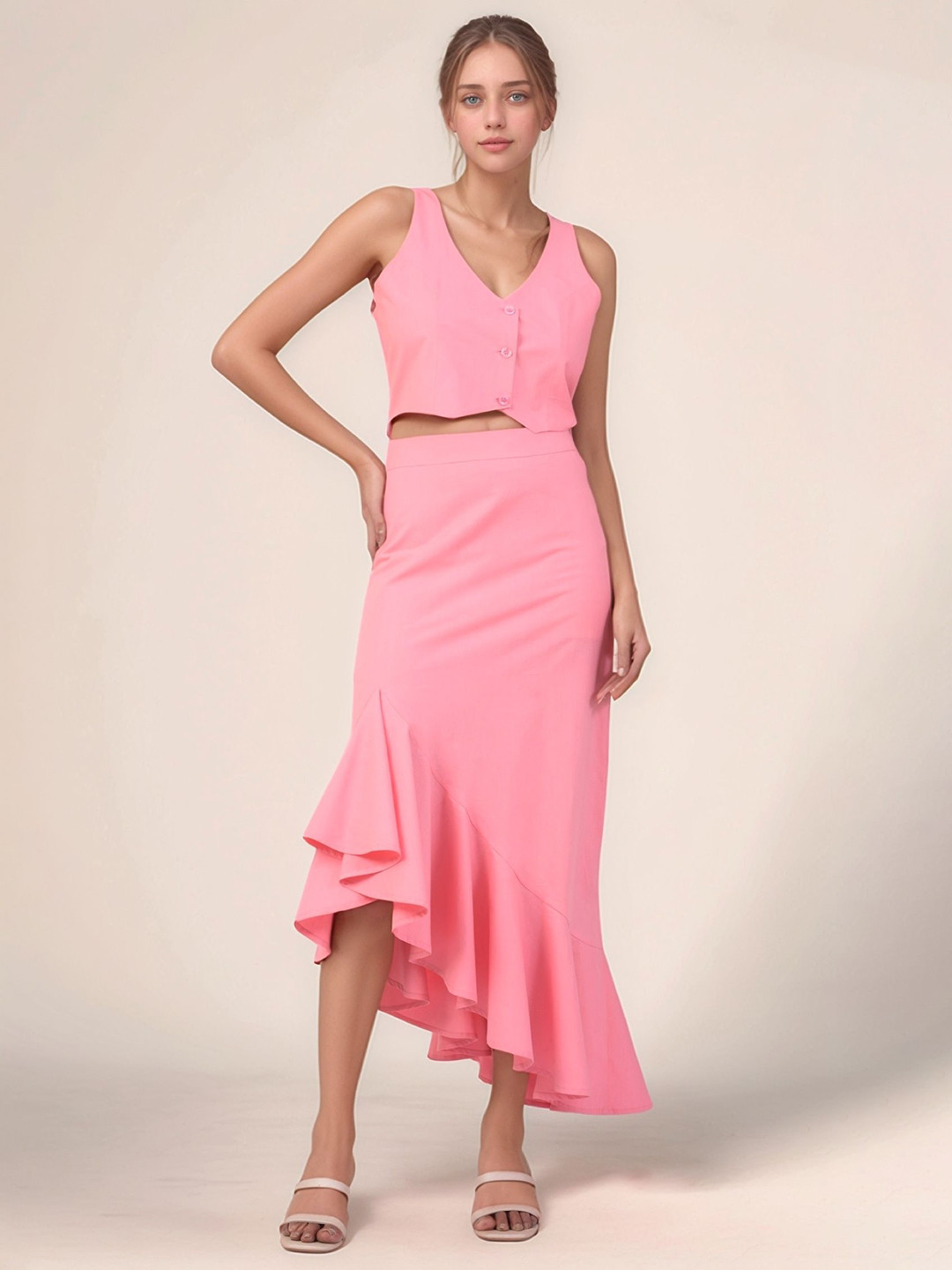 Dheeraj Sharma Women Ruffled Calf-Length Midi Skirt