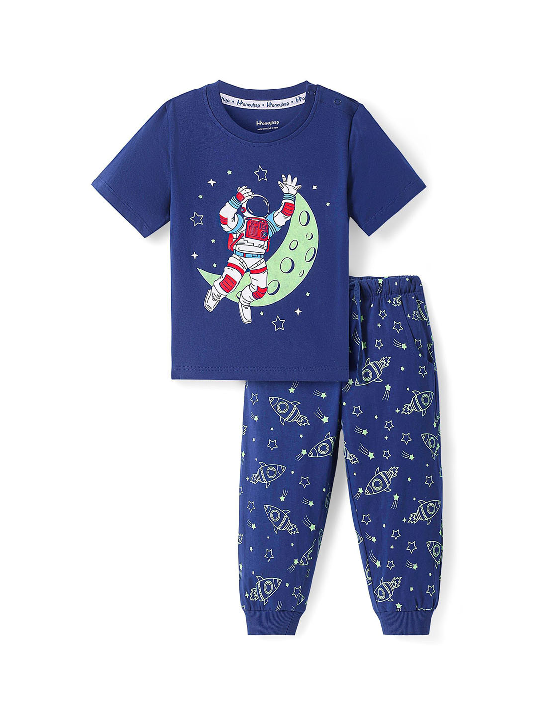 Honeyhap Boys Graphic Printed Drawstring Night suit