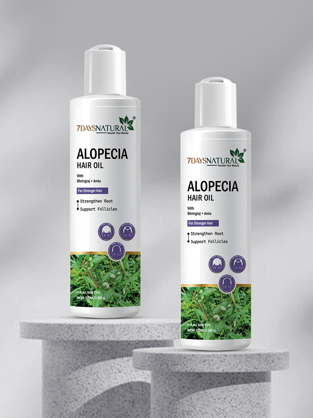 7DAYSNATURAL Set of 2 Alopecia Hair Oil with Bhringraj & Onion - 100 ml each