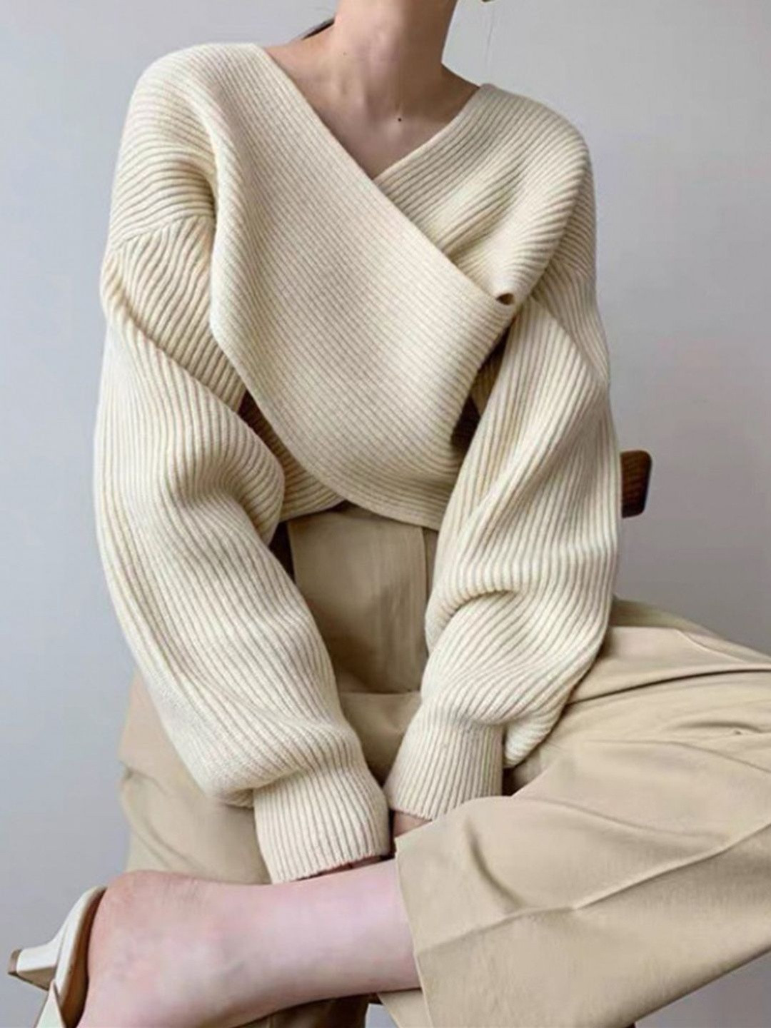 DressBerry Women White Cotton Knitted Pullover Sweater