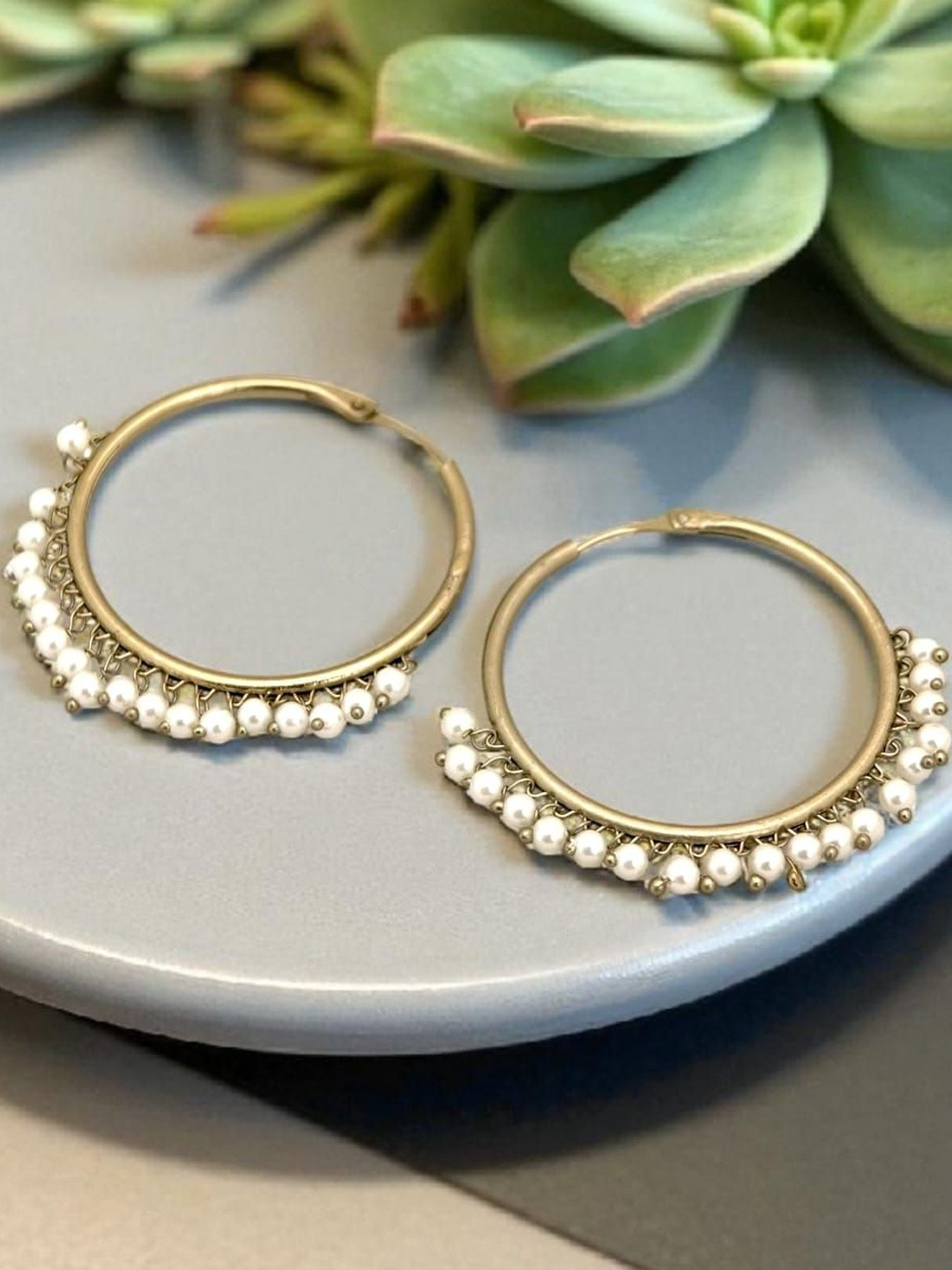 BFC - BUY FOR CHANGE Women Beads Studded Circular Hoop Earrings