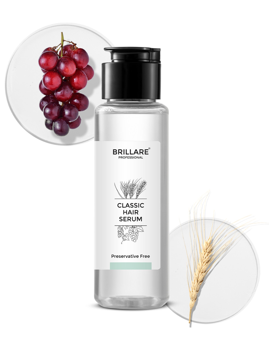 BRILLARE Classic Hair Serum with Grape Seed & Wheat Germ Oil for Smooth, Shiny Hair