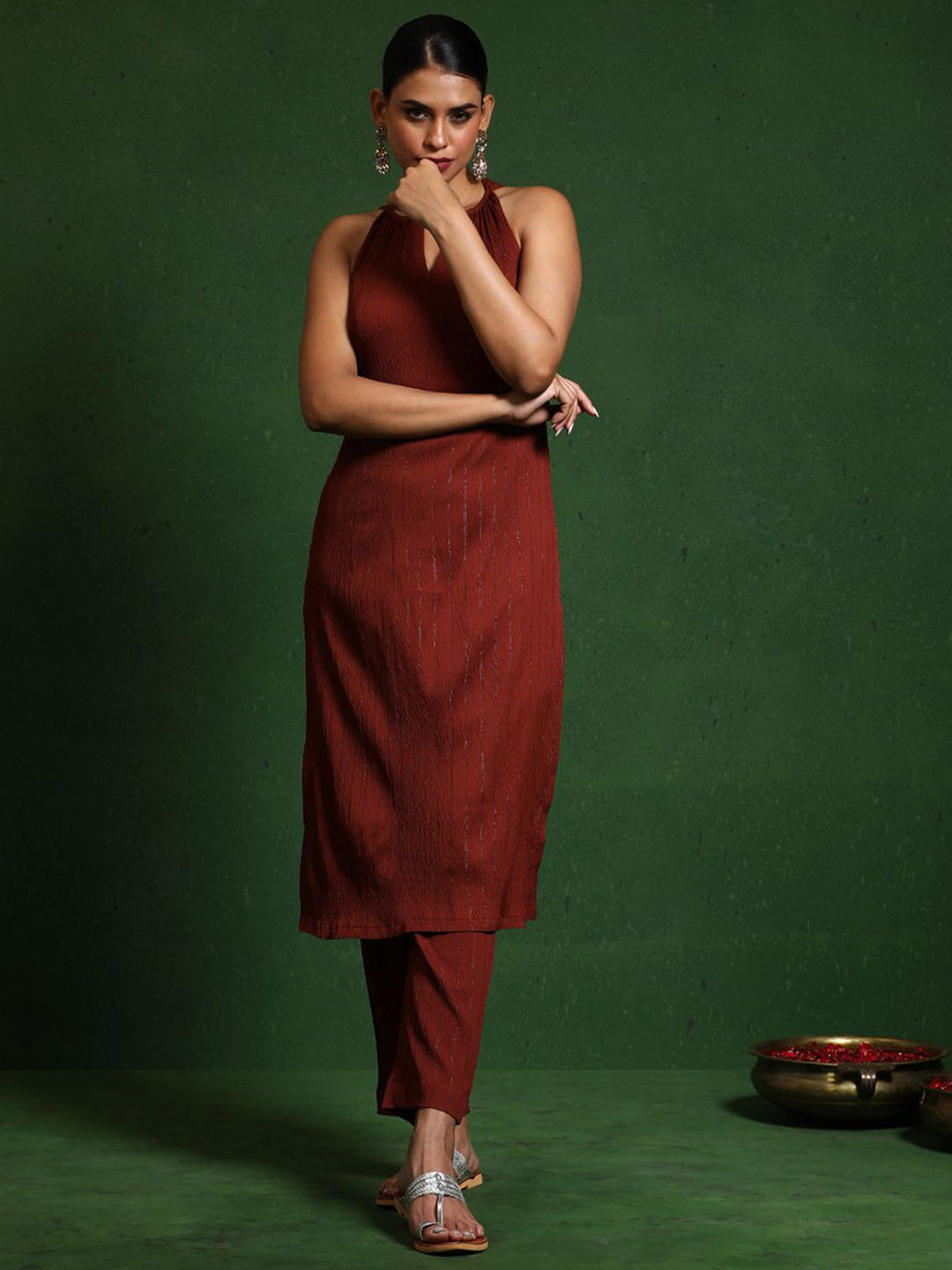 Varanga Halter Neck Kurta with Trouser