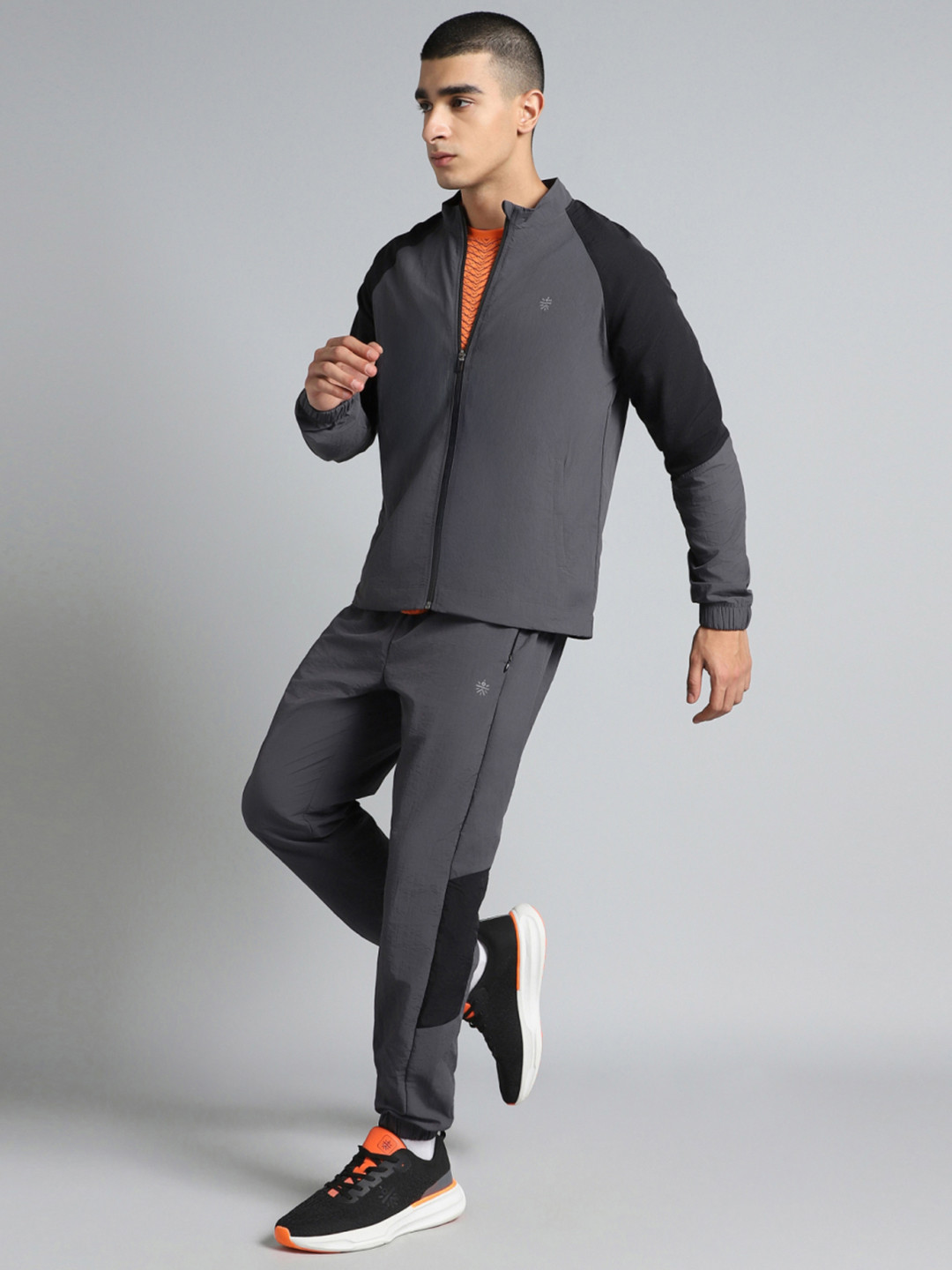 Men Dark Grey Run Forward All Weather Track Suit