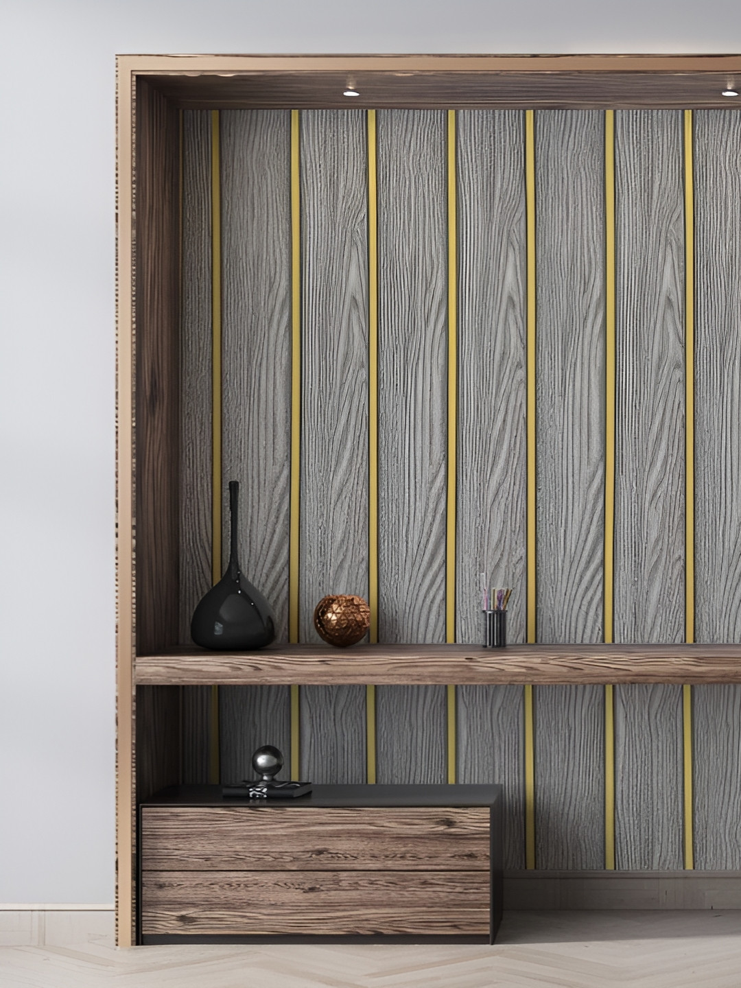 SEKHMET Grey & Yellow Striped Wall Sticker