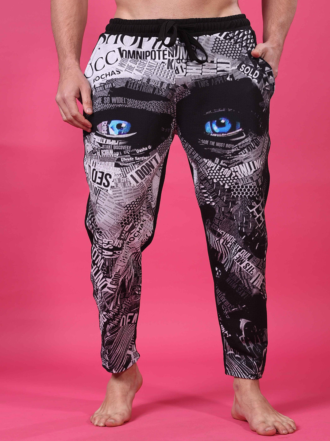 YELLOW TREE Men Tree Nostrum Face Printed Mid Rise Lounge Pants
